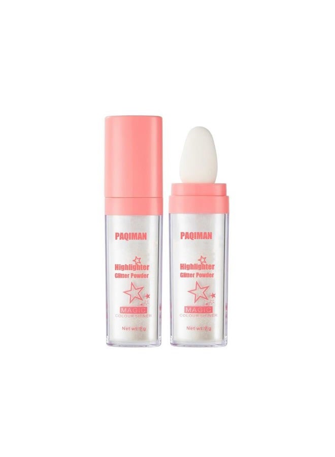 PAQIMAN Polvo De Hadas Powder Highlighter Body Brightens the Natural Three-dimensional Face Powder Blusher (01# White moonbeam) - Image 1